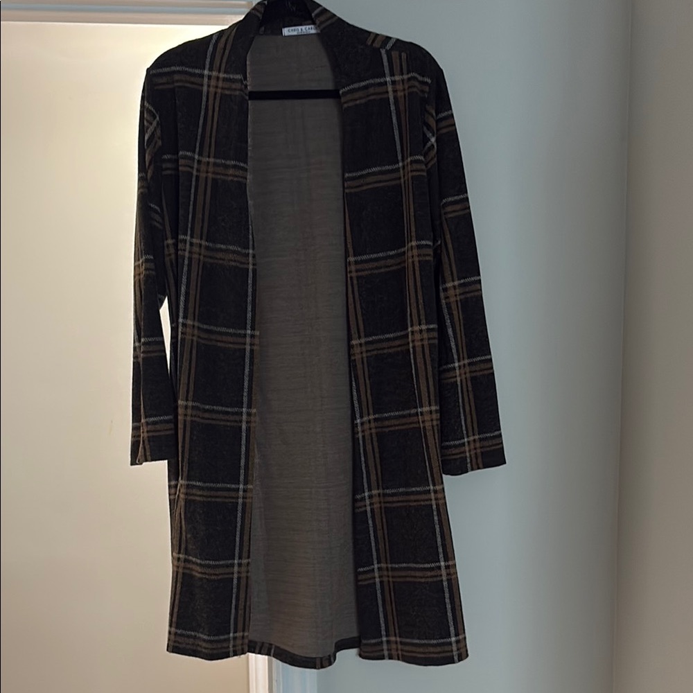 Plaid Open Front Cardigan